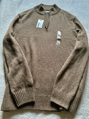 Sonoma Cotton Men's Tan/Brown Half-Zip Sweater